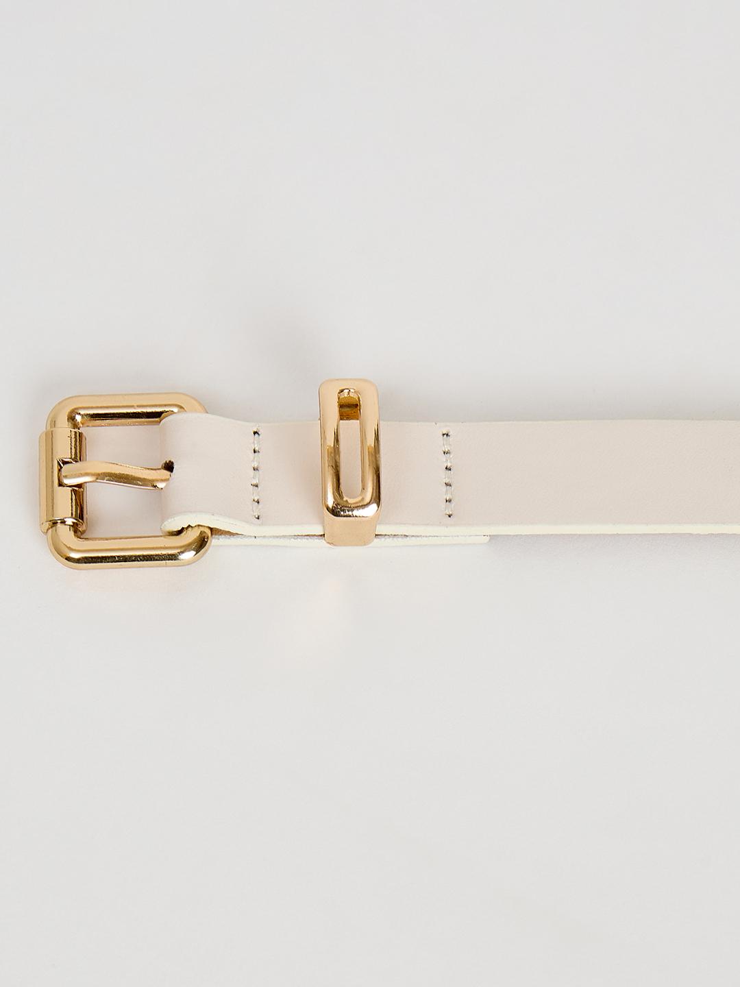 Blue Giraffe Girls White Solid PU Buckle Belt