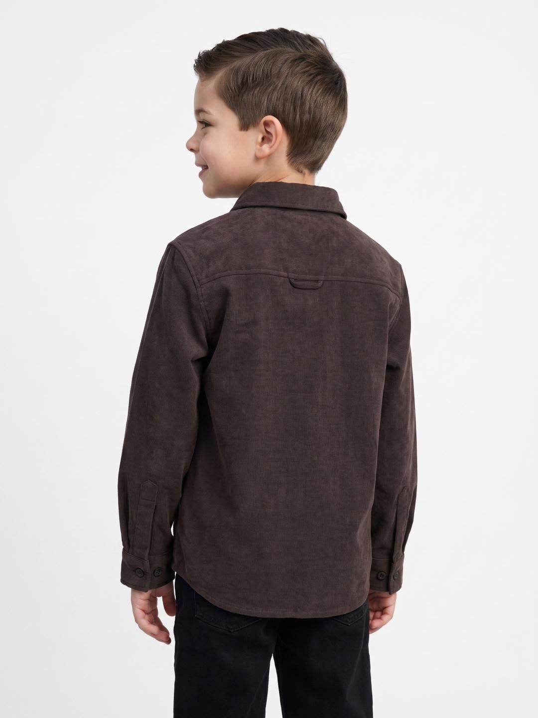 Blue Giraffe Boys Brown Regular Fit Solid Shacket
