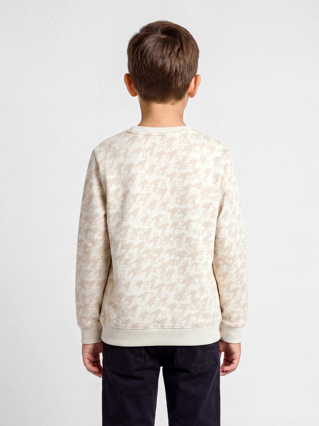 Blue Giraffe Boys Cream Printed Regular Fit Sweatshirt