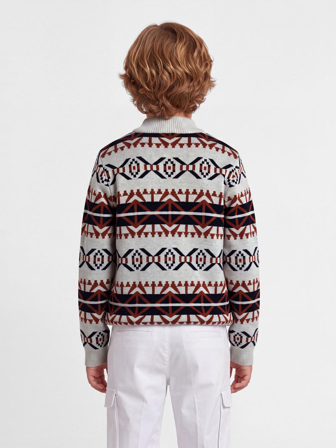 Blue Giraffe Boys Multicolour Argyle Cotton Regular Fit Sweater