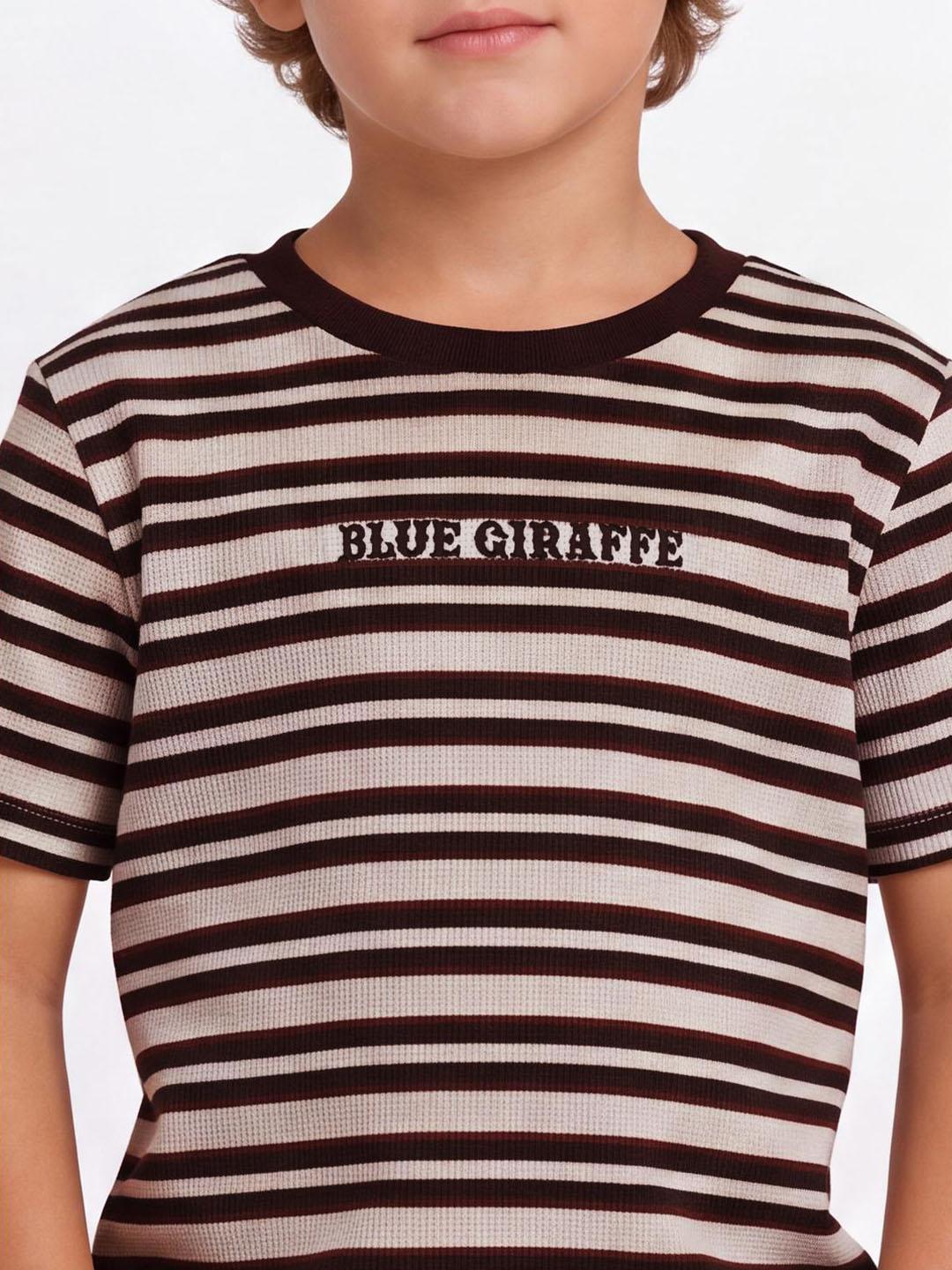 Blue Giraffe Boys Multicolour Striped Regular Fit T-Shirt