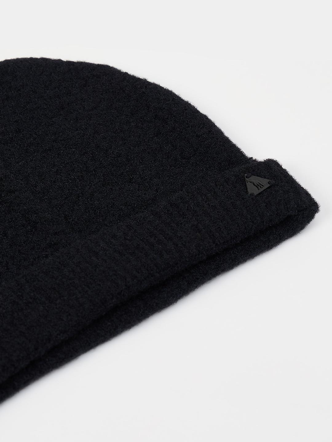 Blue Giraffe Boys Black Woven Design Stretchable Beanies