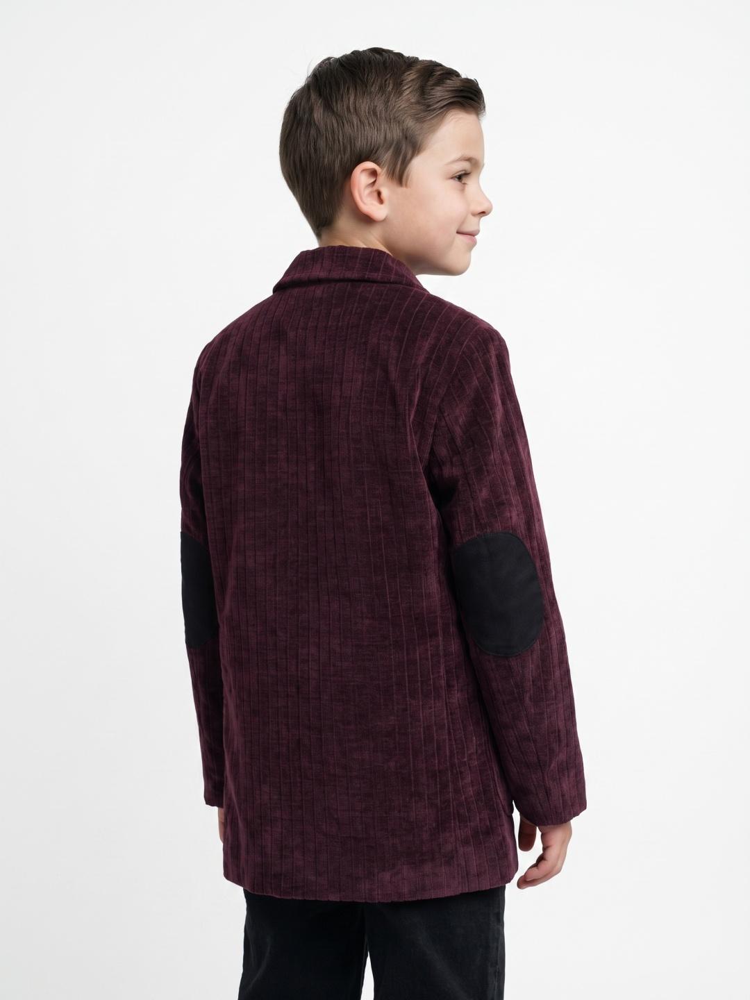 Blue Giraffe Boys Wine Regular Fit Corduroy Solid Blazer