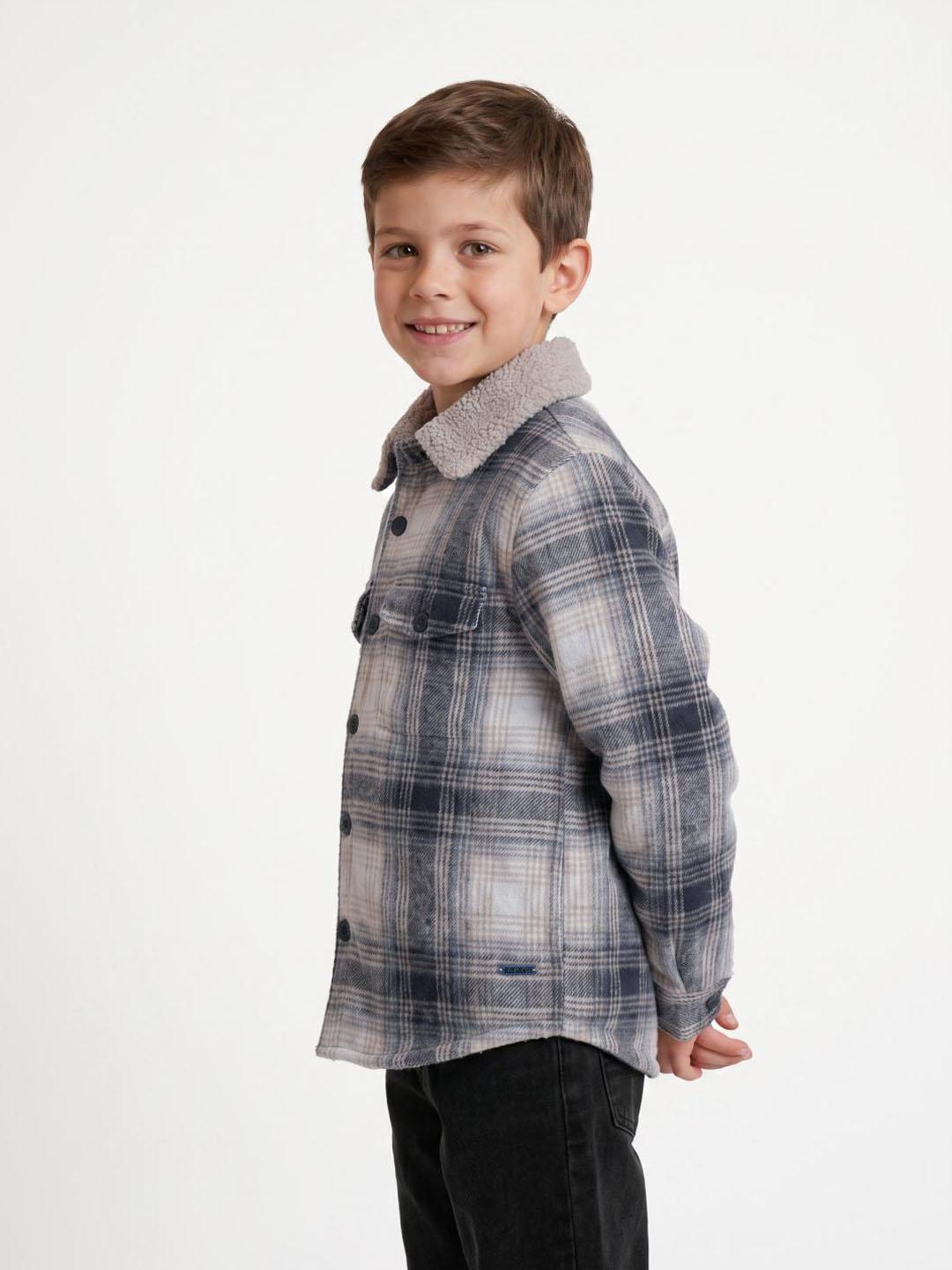 Blue Giraffe Boys Multicolour Checked Regular Fit Shacket