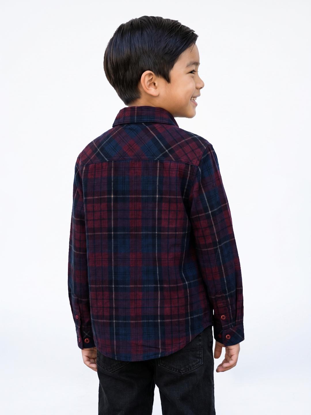 Blue Giraffe Boys Multicolour Checked Regular Fit Cotton Shirt