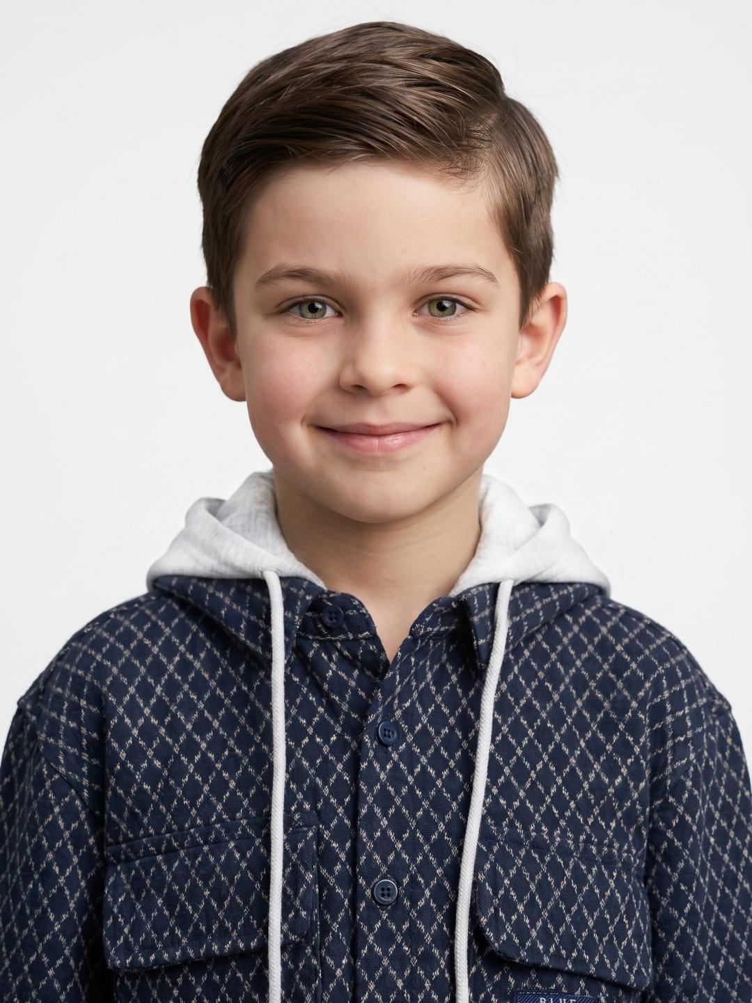 Blue Giraffe Boys Blue Boxy Fit Checked Shacket