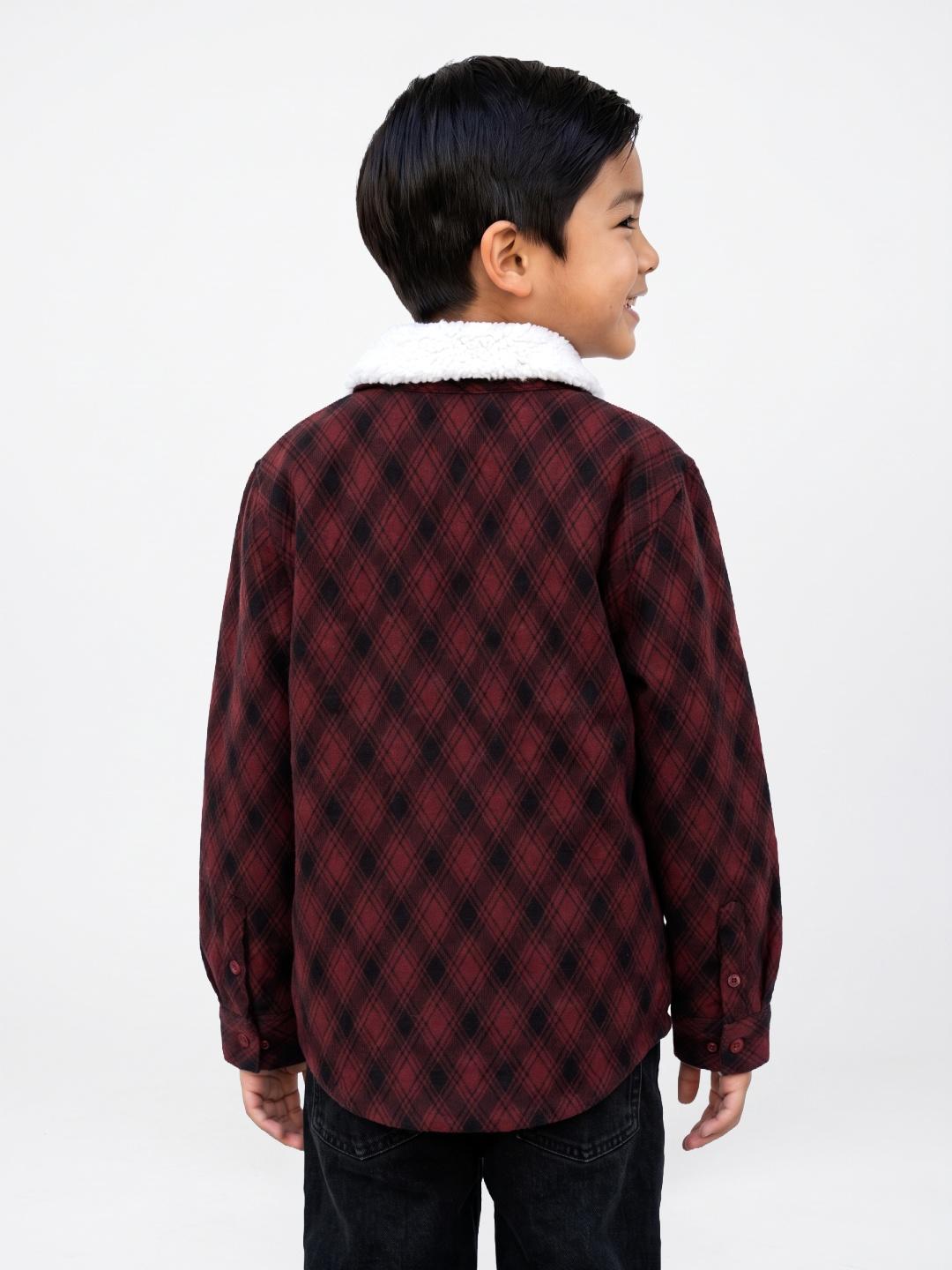 Blue Giraffe Boys Red Argyle Regular Fit Shacket
