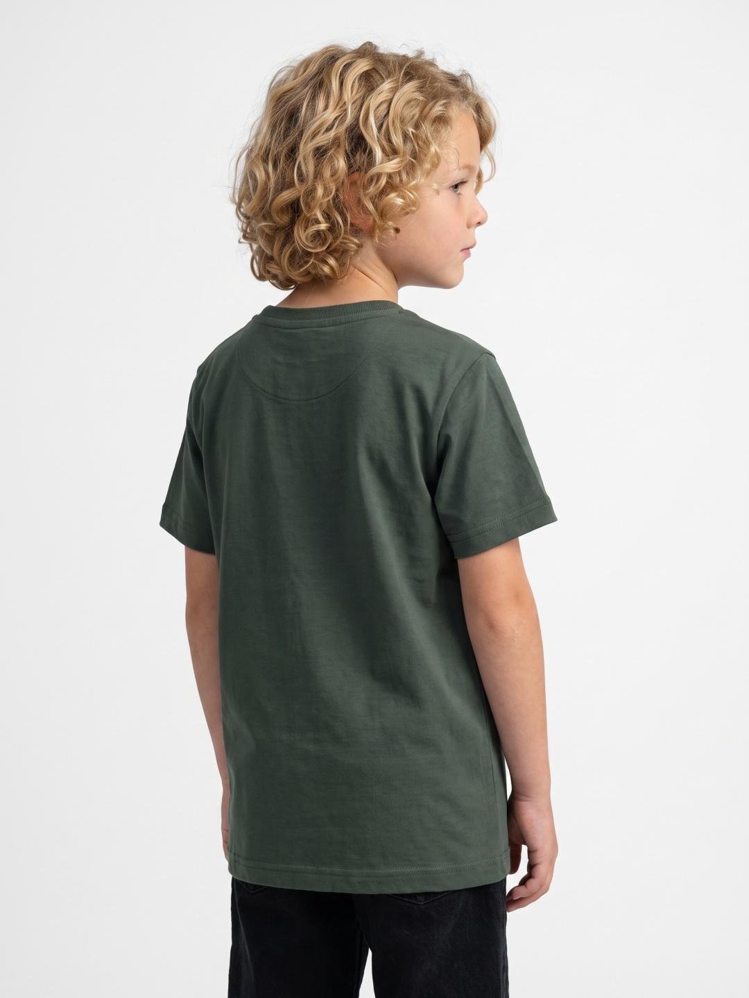 Blue Giraffe Boys Green Regular Fit Solid Tshirt