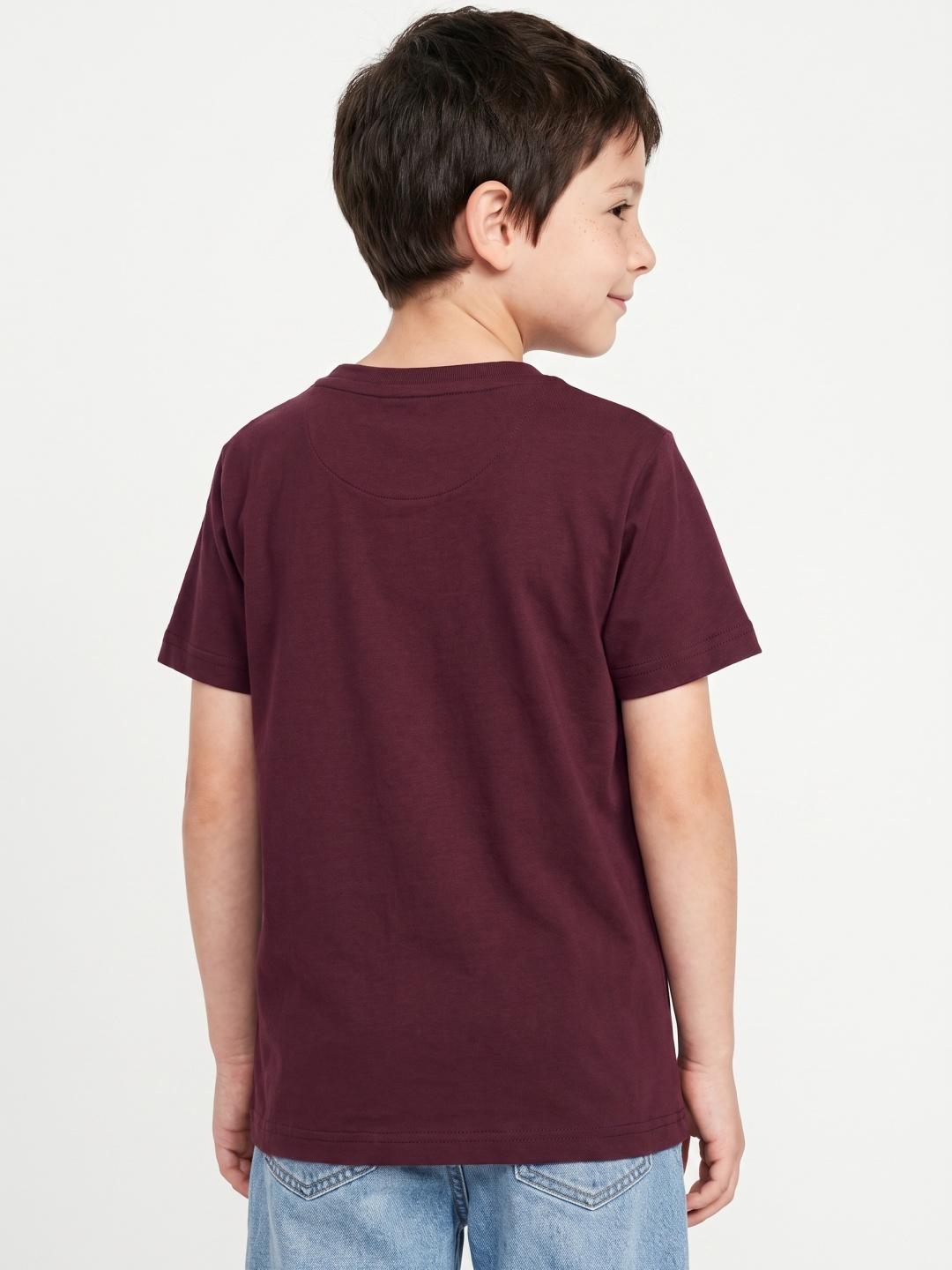 Blue Giraffe Boys Burgundy Regular Fit Solid Tshirt
