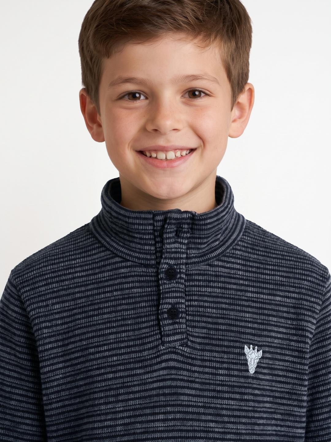Blue Giraffe Boys Navy Striped Regular Fit T-Shirt