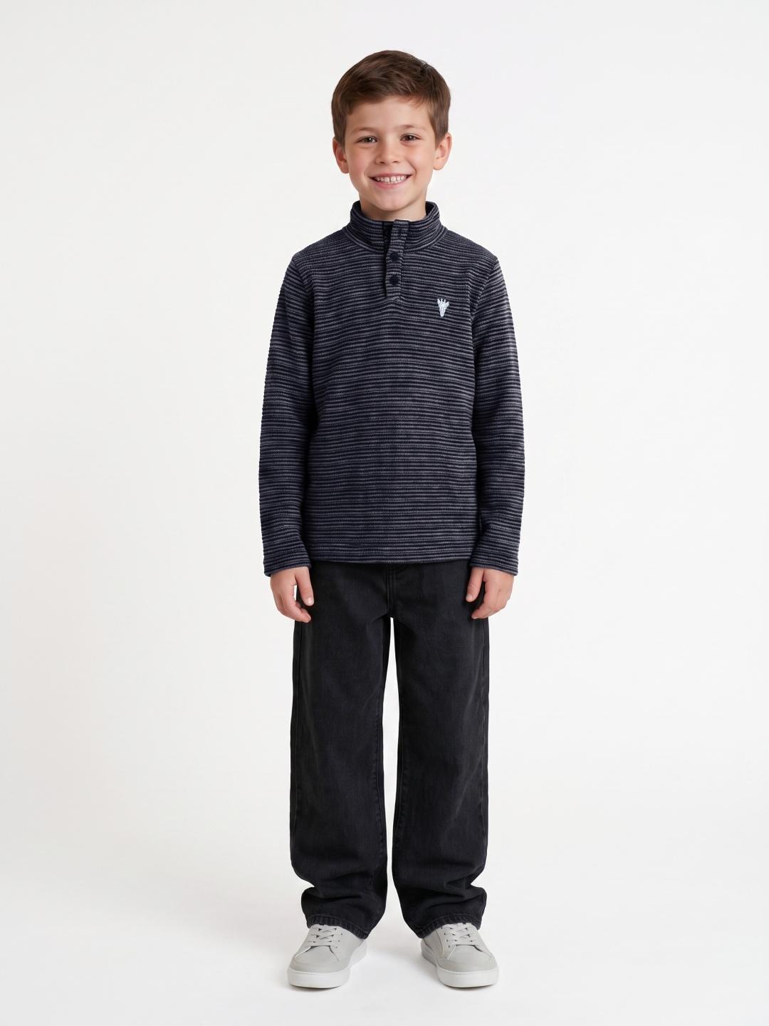 Blue Giraffe Boys Navy Striped Regular Fit T-Shirt