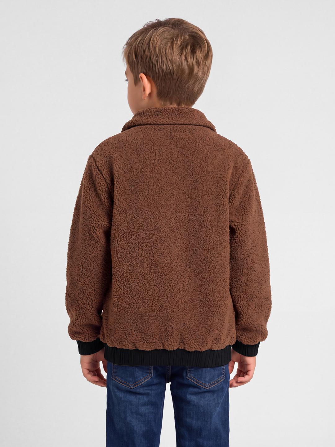 Blue Giraffe Boys Brown Solid Regular Fit Jacket