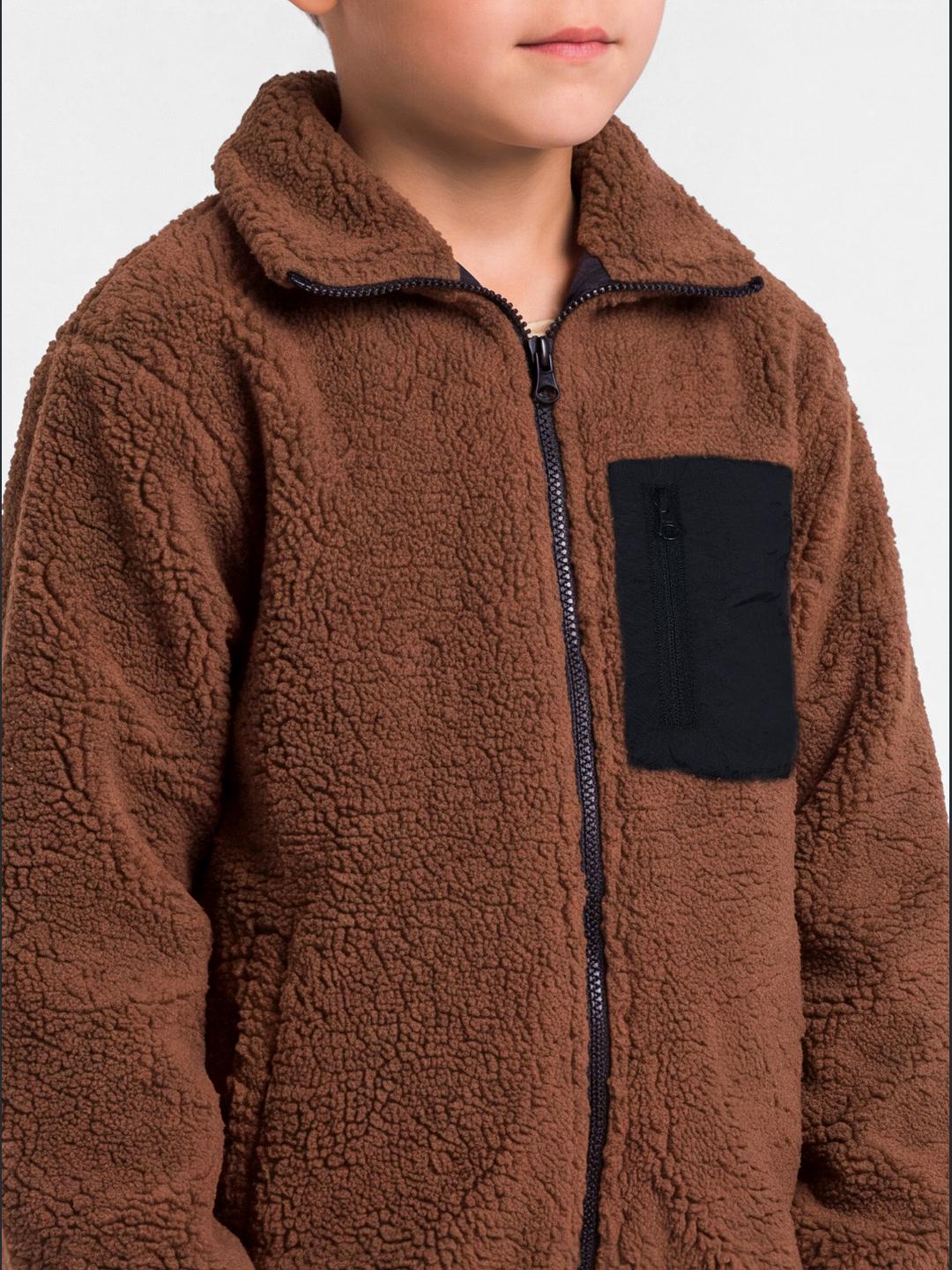 Blue Giraffe Boys Brown Solid Regular Fit Jacket