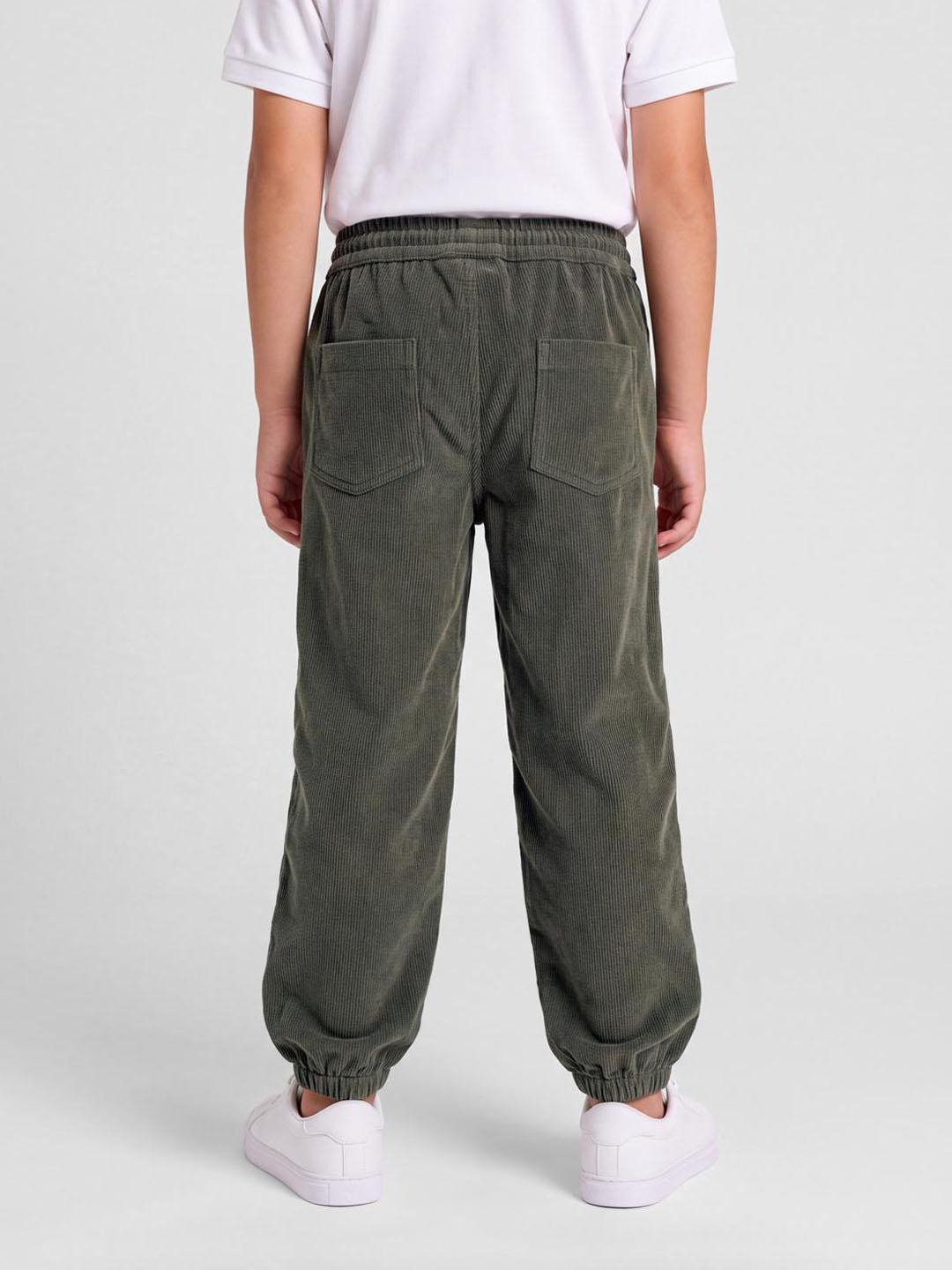 Blue Giraffe Boys Green Solid Regular Fit Joggers