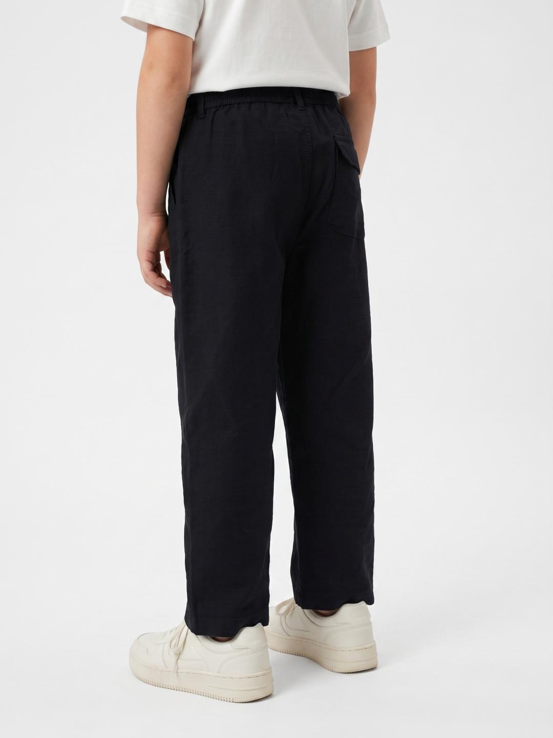 Blue Giraffe Boys Black Regular Fit Solid Trouser