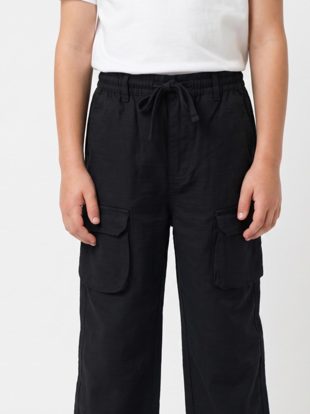 Blue Giraffe Boys Black Regular Fit Solid Trouser