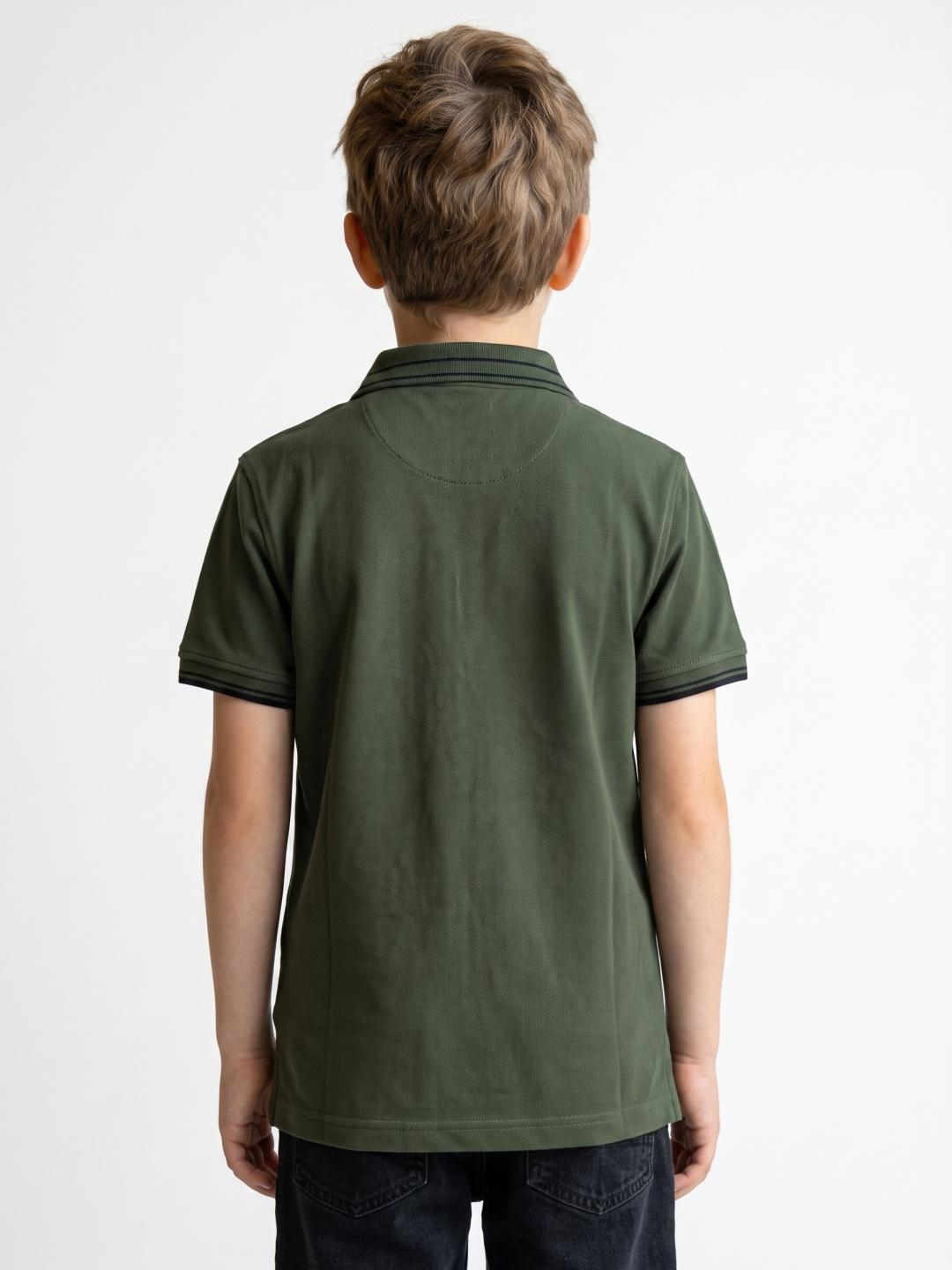 Blue Giraffe Boys Green Regular Fit Solid Polo Tshirt