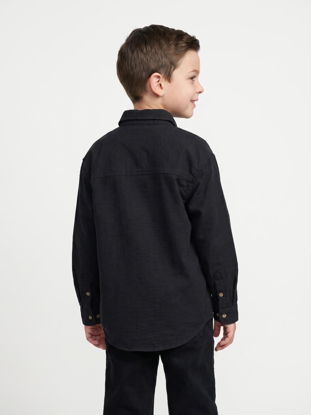 Blue Giraffe Boys Black Regular Fit Solid Shirt