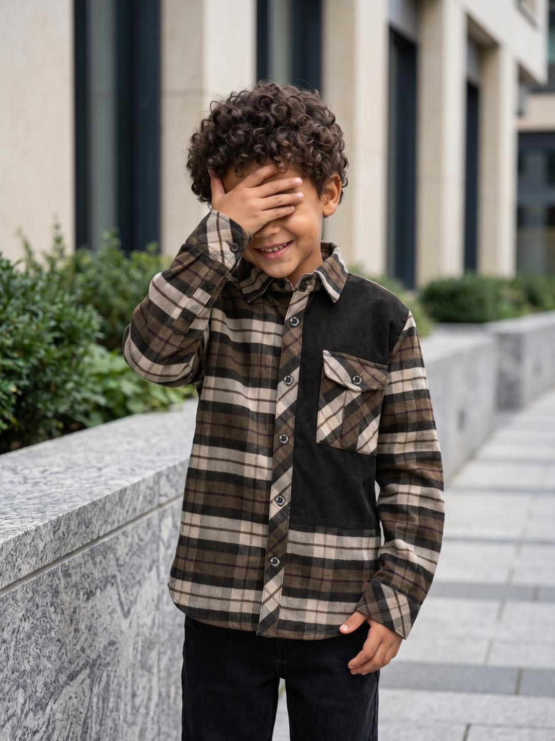 Blue Giraffe Boys Multi Checked Regular Fit Cotton Shirt