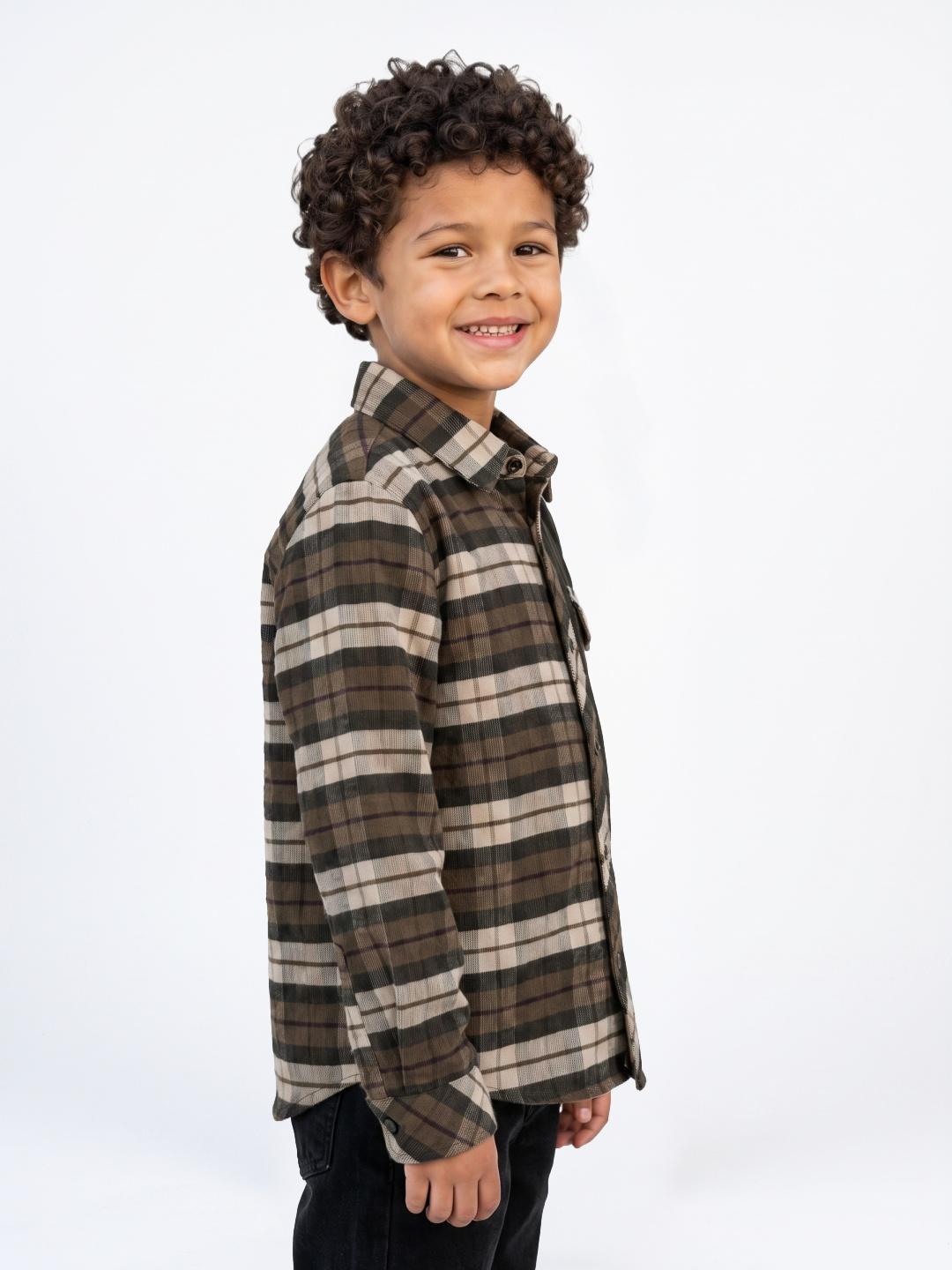 Blue Giraffe Boys Multi Checked Regular Fit Cotton Shirt
