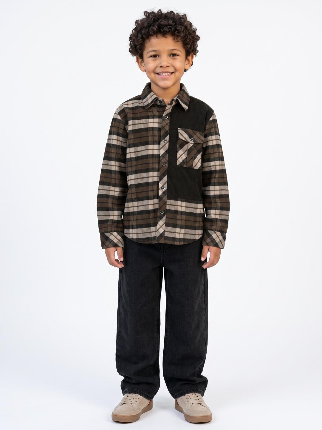 Blue Giraffe Boys Multi Checked Regular Fit Cotton Shirt