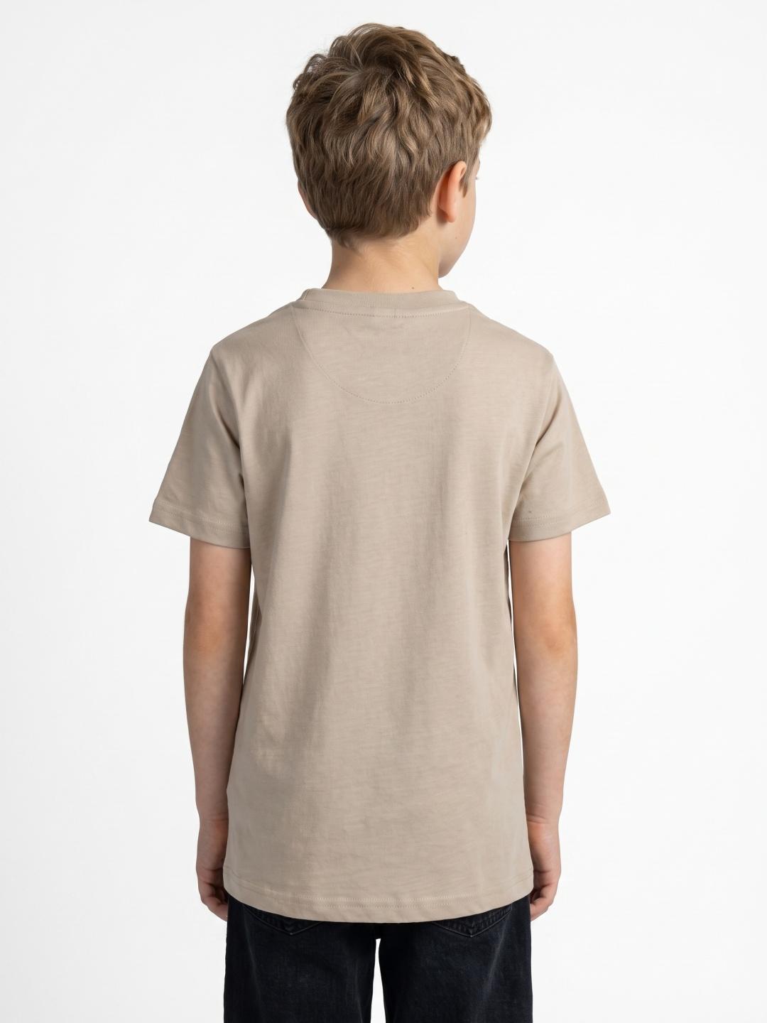 Blue Giraffe Boys Beige Boxy Fit Printed Tshirt