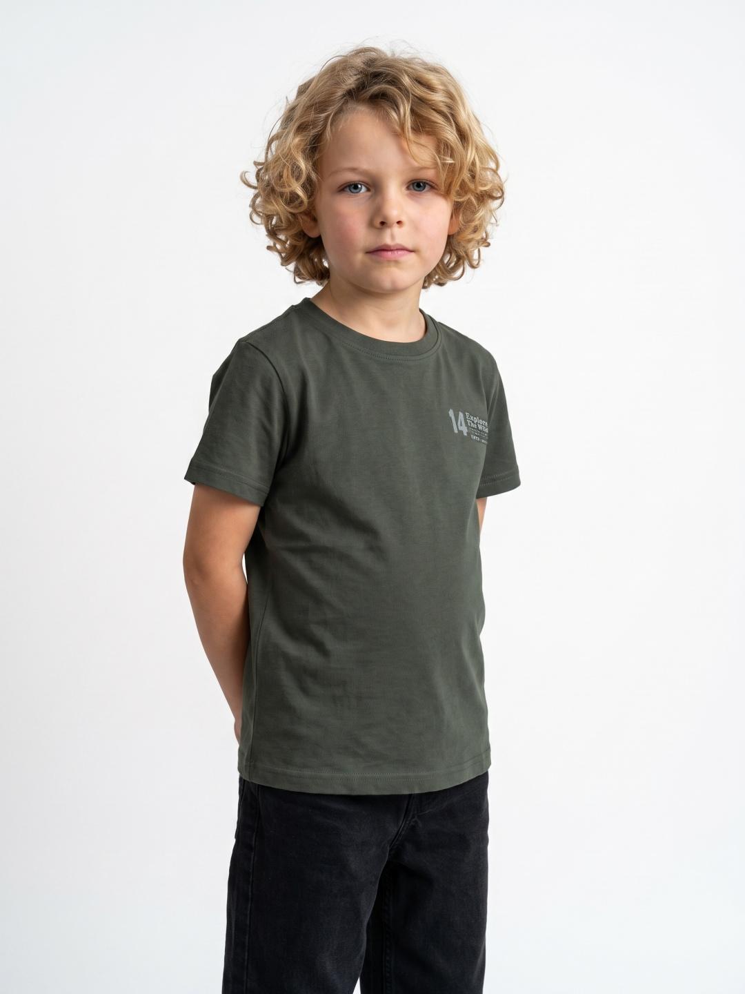 Blue Giraffe Boys Green Regular Fit Printed Tshirt