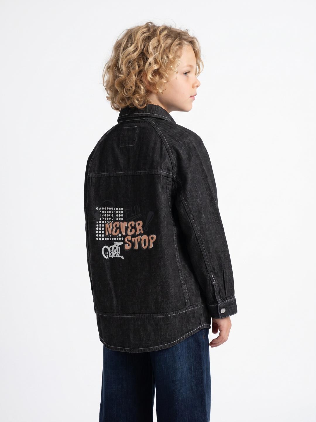 Blue Giraffe Boys Grey Loose Fit Solid Shacket