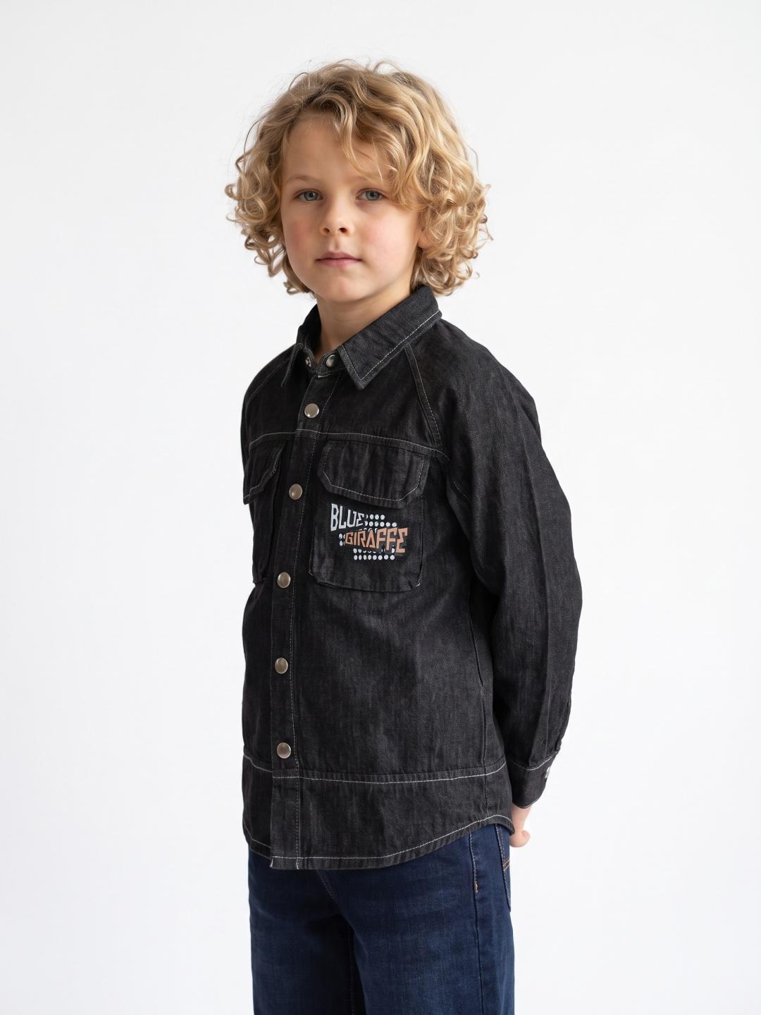 Blue Giraffe Boys Grey Loose Fit Solid Shacket