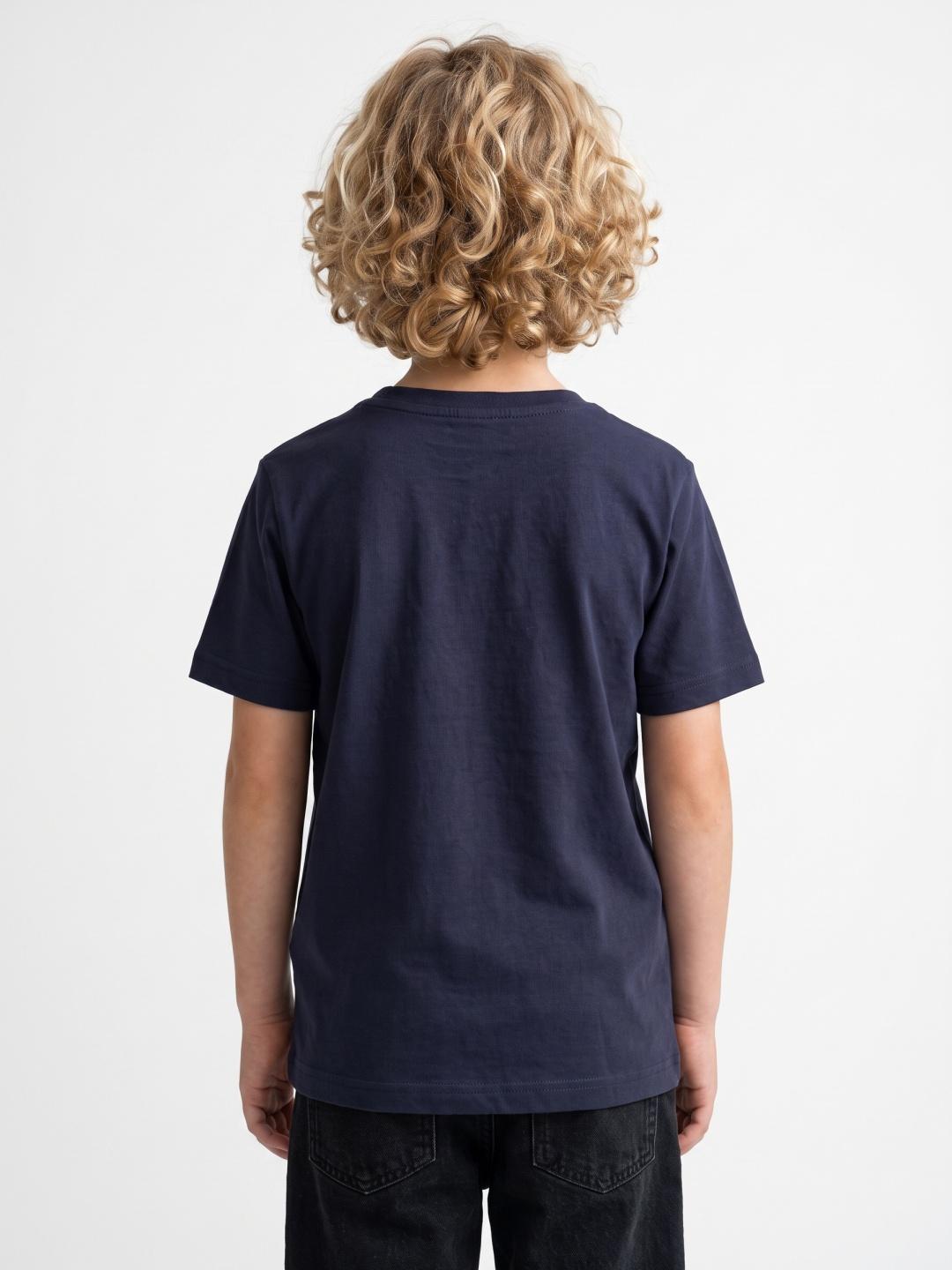 Blue Giraffe Boys Navy Blue Regular Fit Printed Tshirt