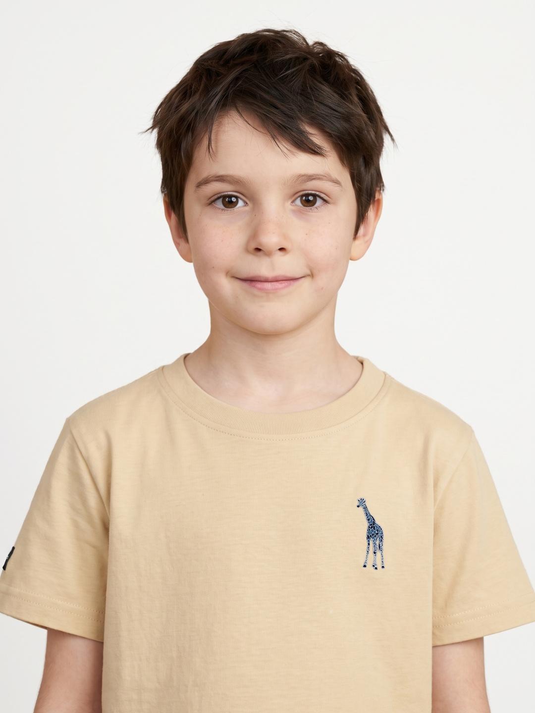 Blue Giraffe Boys Yellow Regular Fit Solid Tshirt