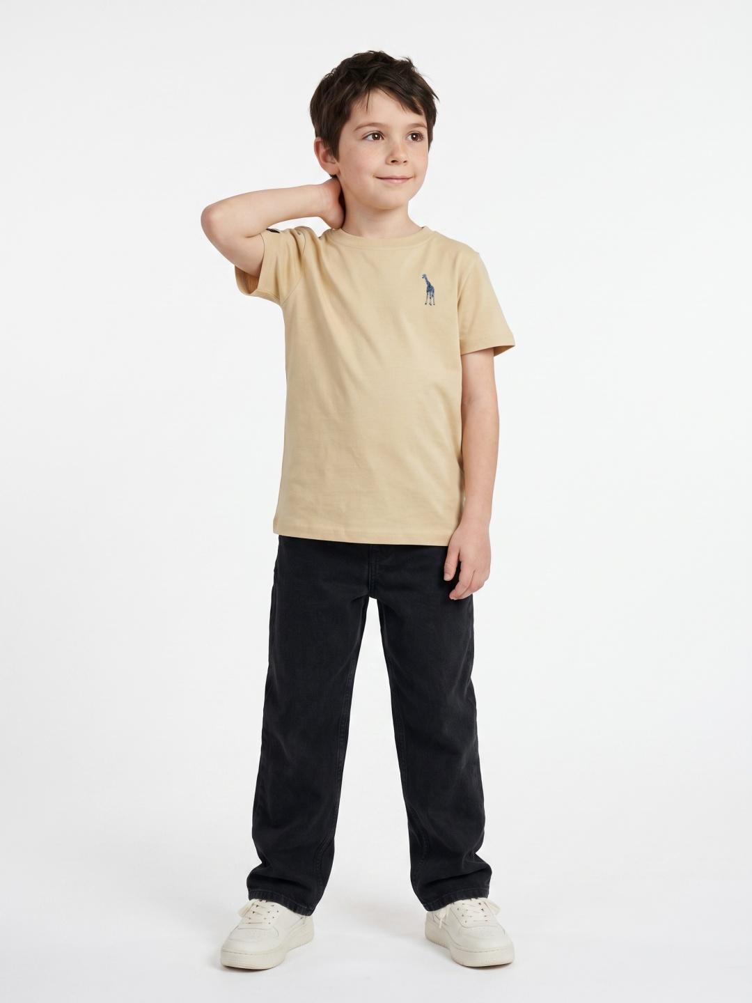Blue Giraffe Boys Yellow Regular Fit Solid Tshirt