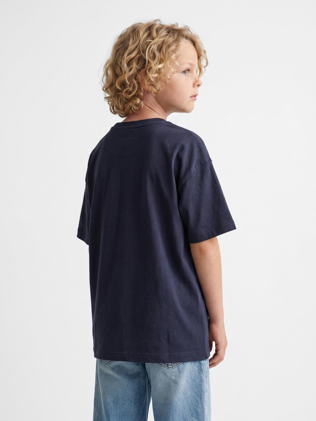 Blue Giraffe Boys Navy Blue Boxy Fit Solid Tshirt