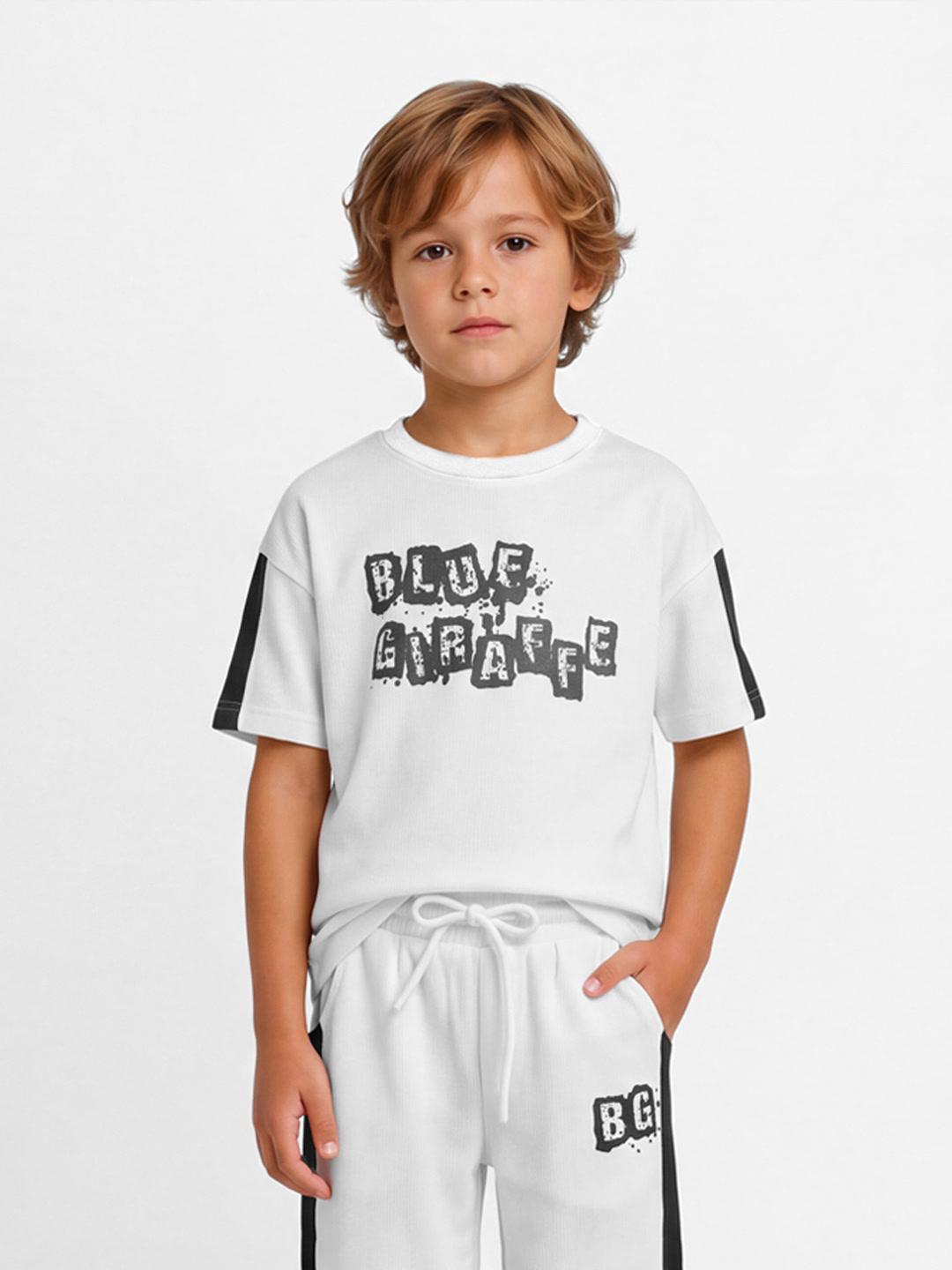 Blue Giraffe Boys Cream Graphic Boxy Fit T-Shirt