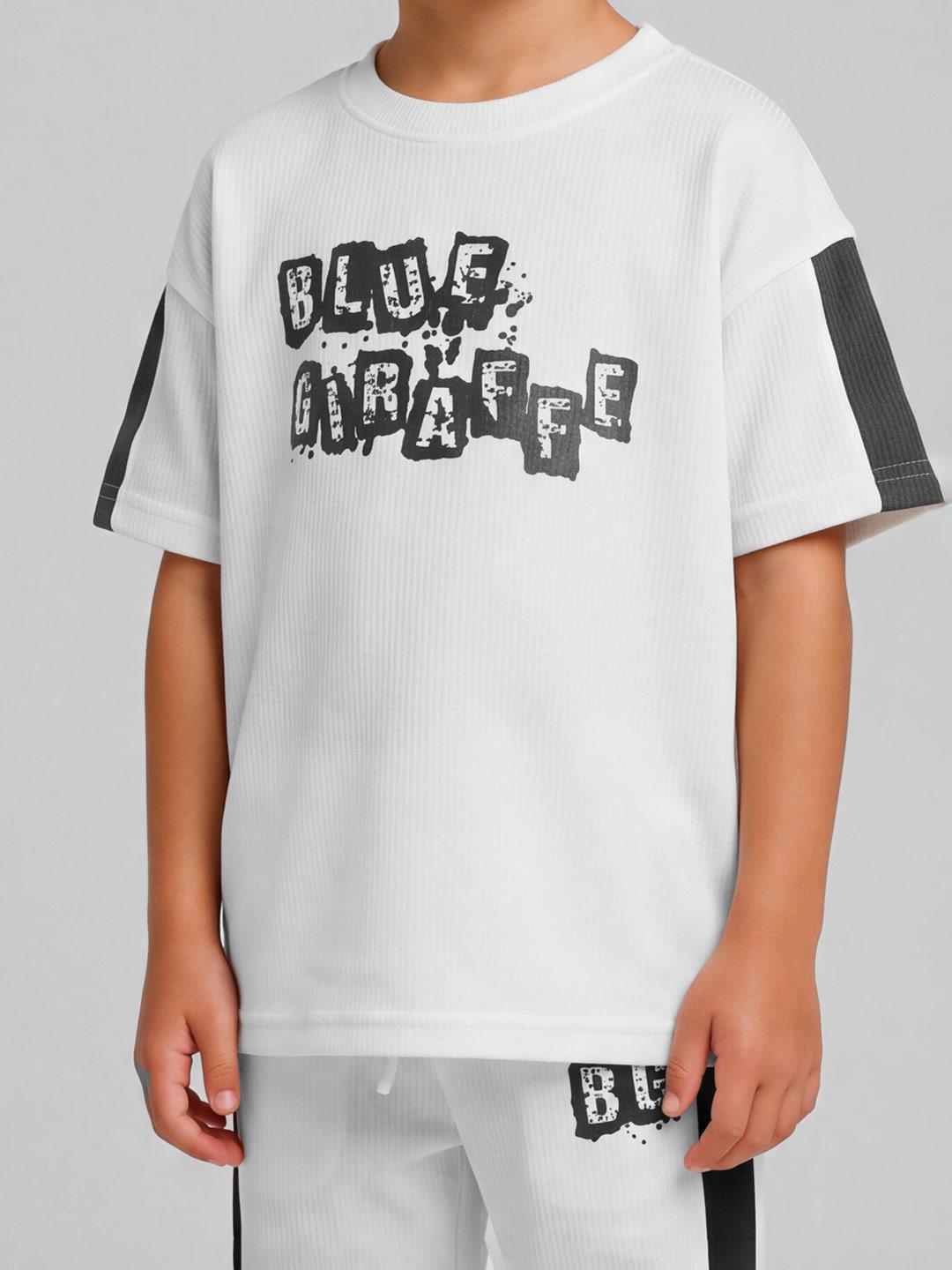Blue Giraffe Boys Cream Graphic Boxy Fit T-Shirt