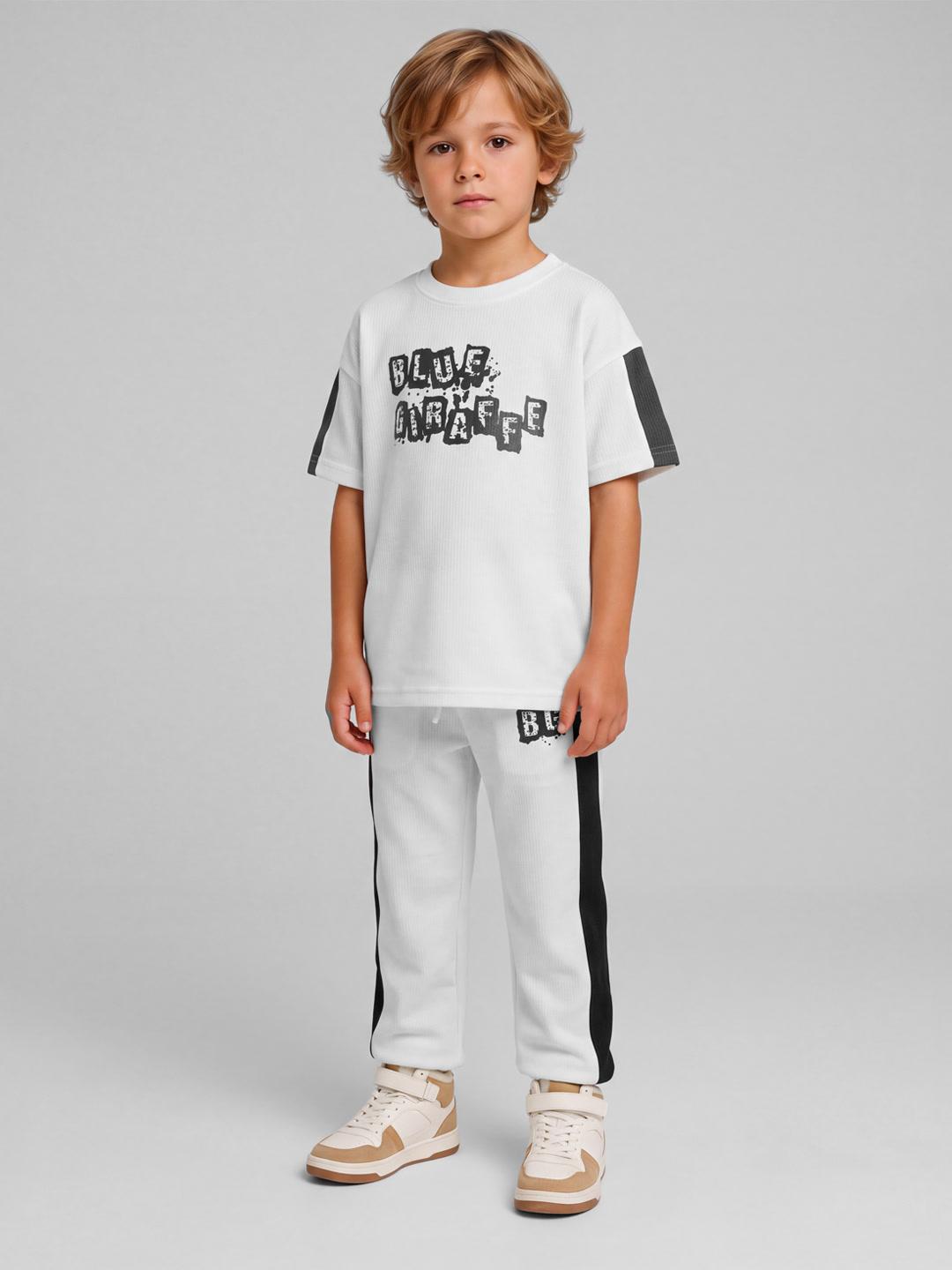 Blue Giraffe Boys Cream Graphic Boxy Fit T-Shirt