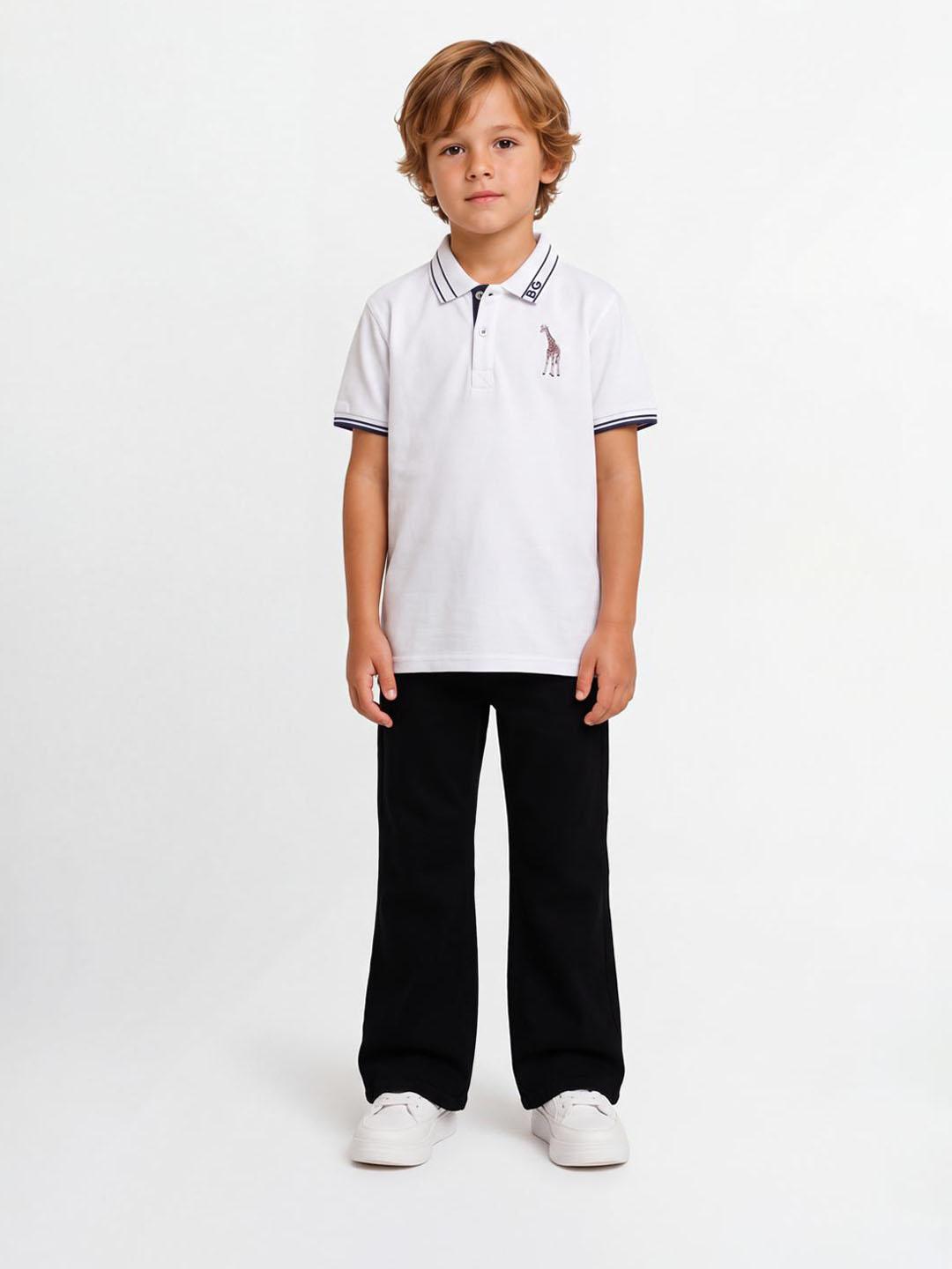 Blue Giraffe Boys Black Solid Bootcut Fit Stretchable Jeans