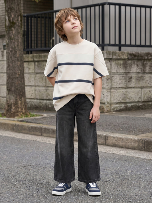 Blue Giraffe Black Straight Fit Solid Boys Jeans
