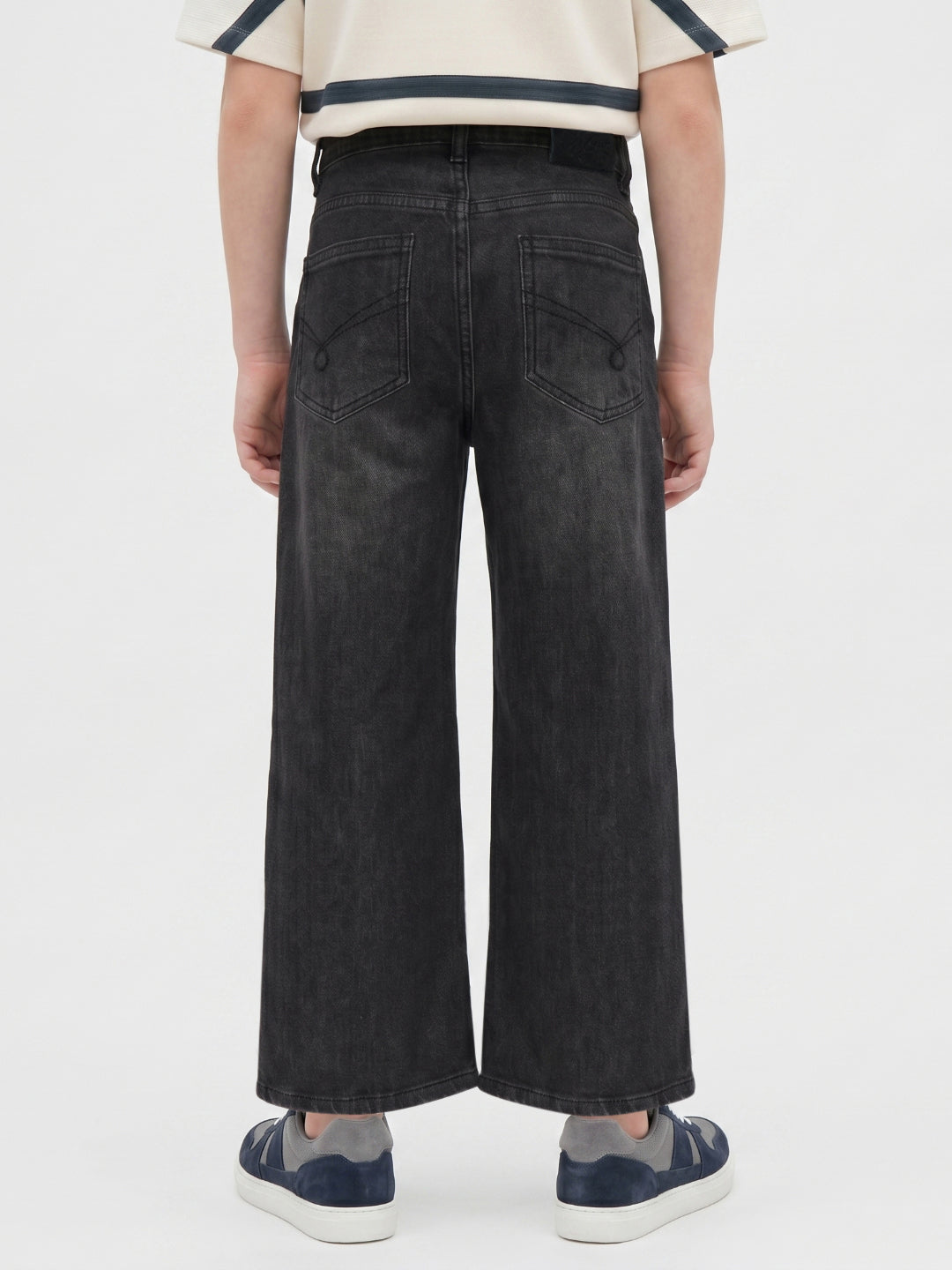 Blue Giraffe Black Straight Fit Solid Boys Jeans