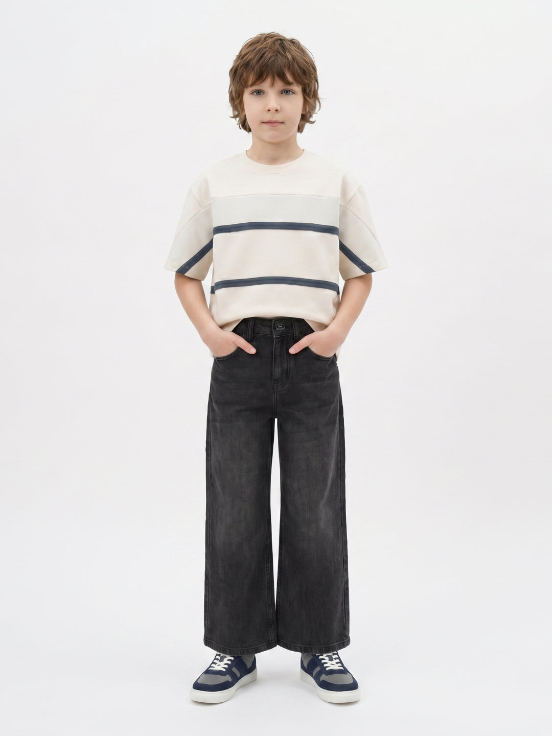 Blue Giraffe Black Straight Fit Solid Boys Jeans