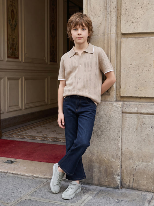 Blue Giraffe Blue Bootcut Solid Boys Jeans