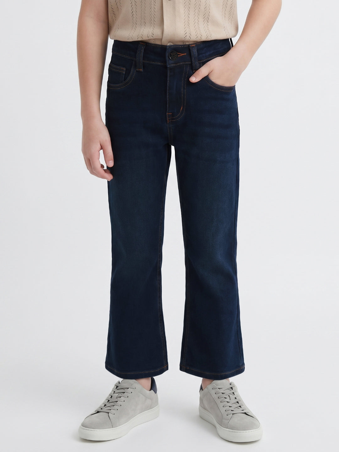 Blue Giraffe Blue Bootcut Solid Boys Jeans