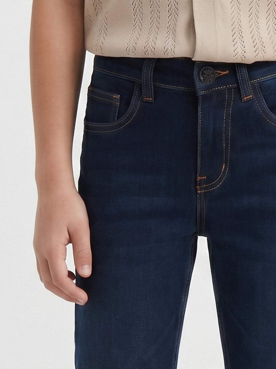 Blue Giraffe Blue Bootcut Solid Boys Jeans