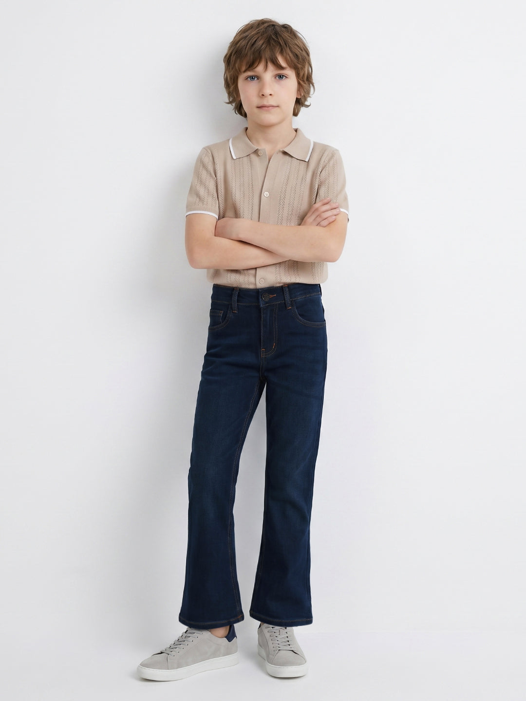 Blue Giraffe Blue Bootcut Solid Boys Jeans
