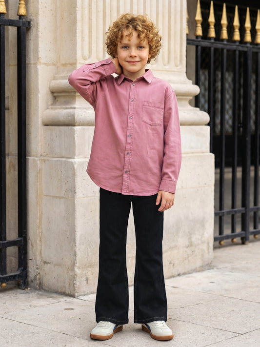 Blue Giraffe Black Bootcut Solid Boys Jeans