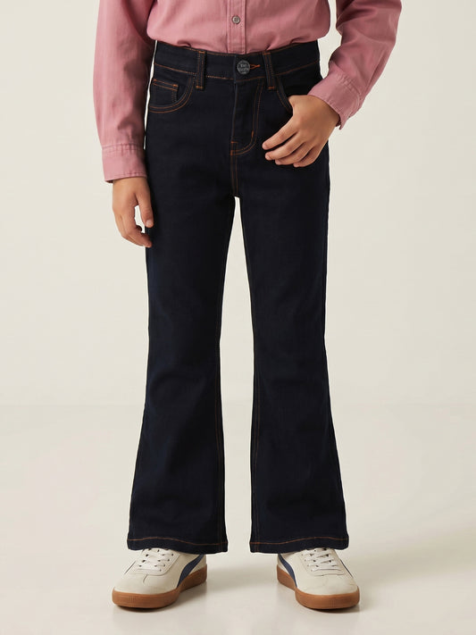 Blue Giraffe Black Bootcut Solid Boys Jeans