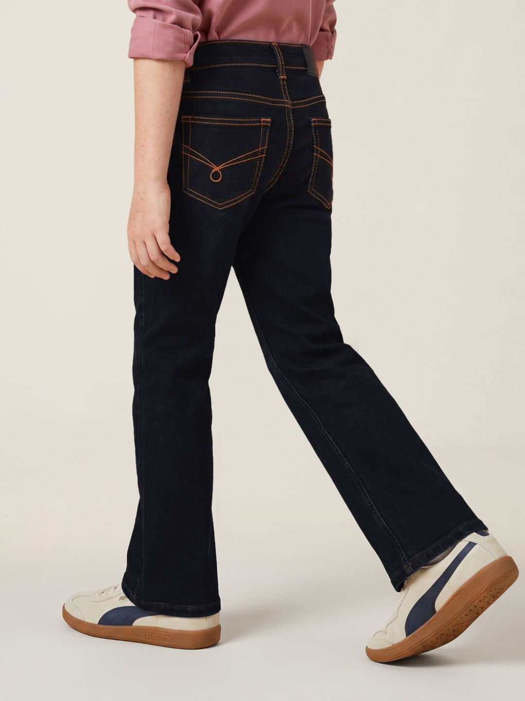 Blue Giraffe Black Bootcut Solid Boys Jeans
