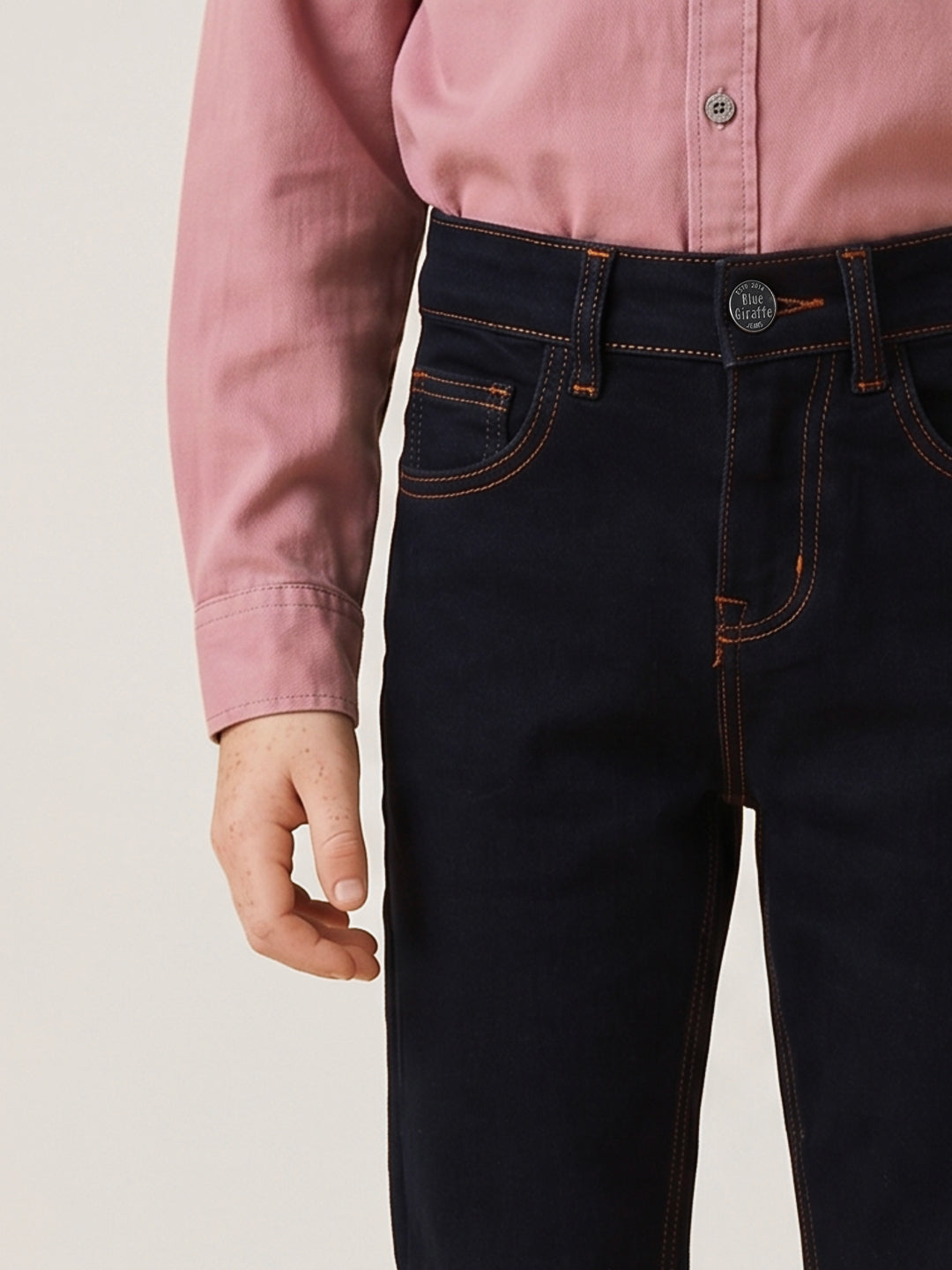 Blue Giraffe Black Bootcut Solid Boys Jeans