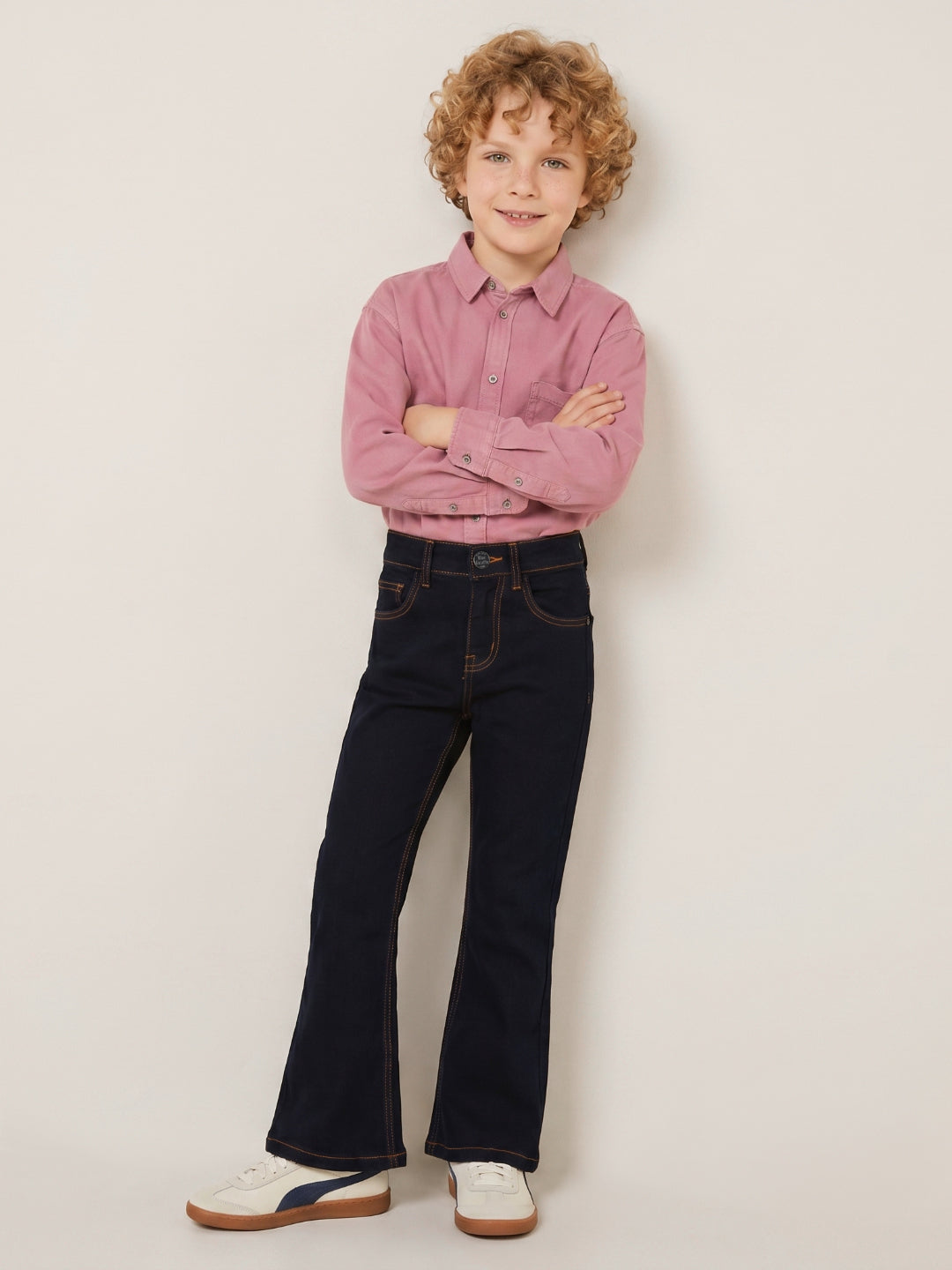 Blue Giraffe Black Bootcut Solid Boys Jeans