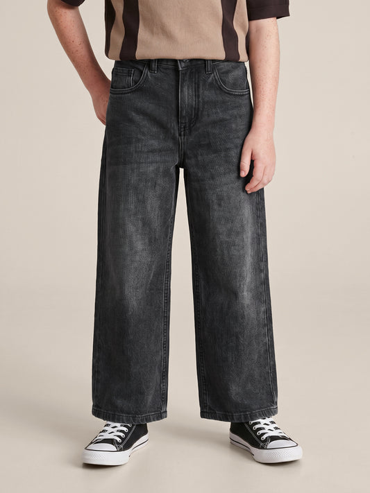 Blue Giraffe Grey Straight Fit Solid Boys Jeans